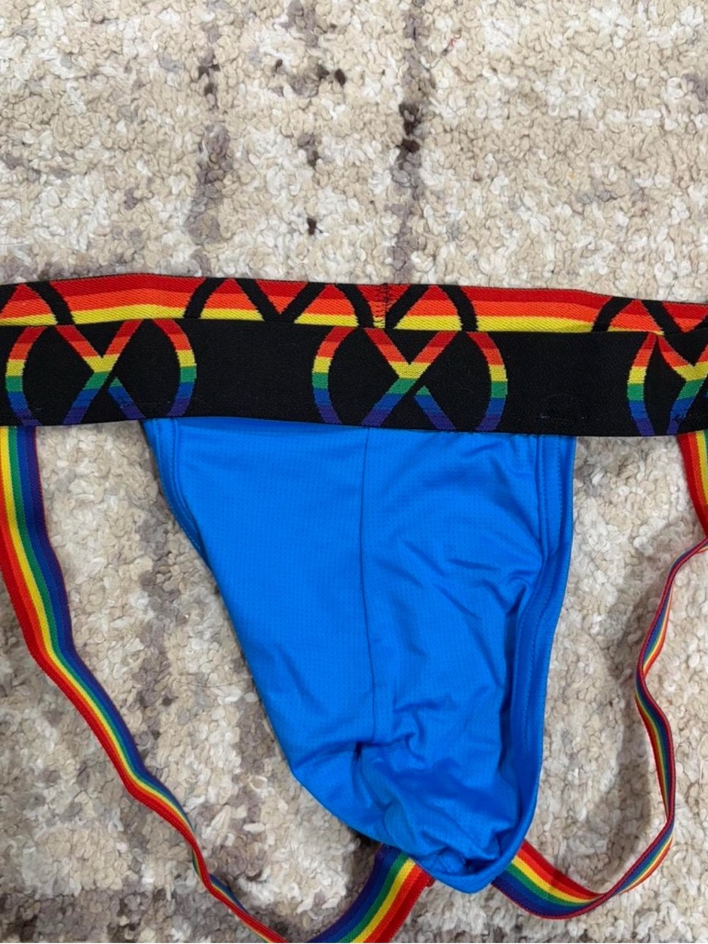 2xist Blue Jockstrap with Rainbow Elastic Waistband